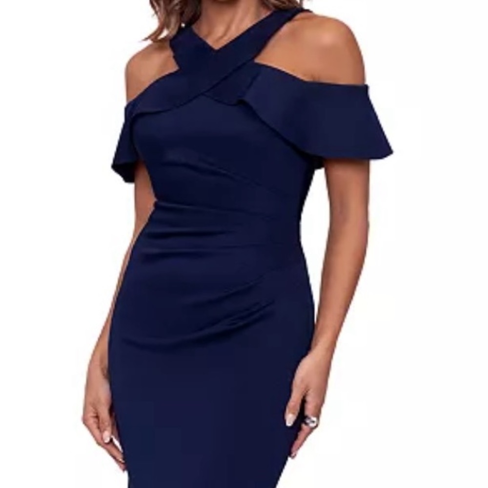 Cross Front Off-the-Shoulder Gown